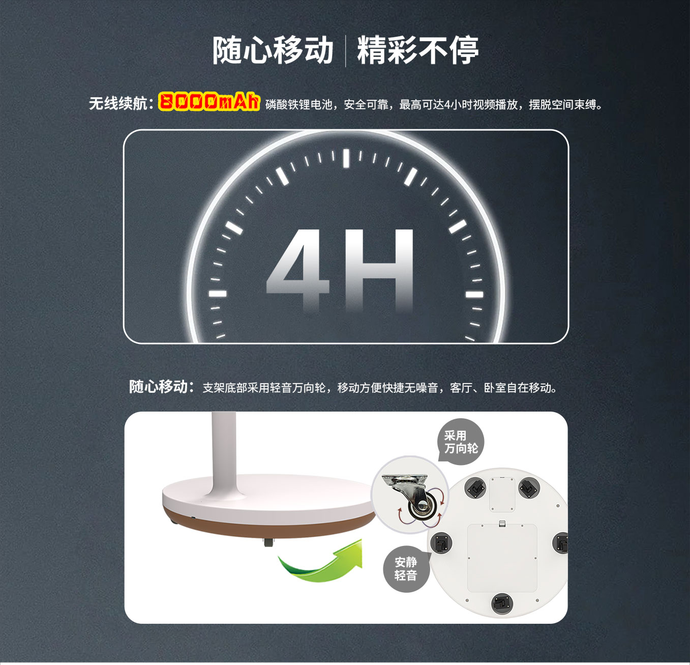 恒行娱乐科技25寸智由屏闺蜜机内置大容量电池，全屋移动