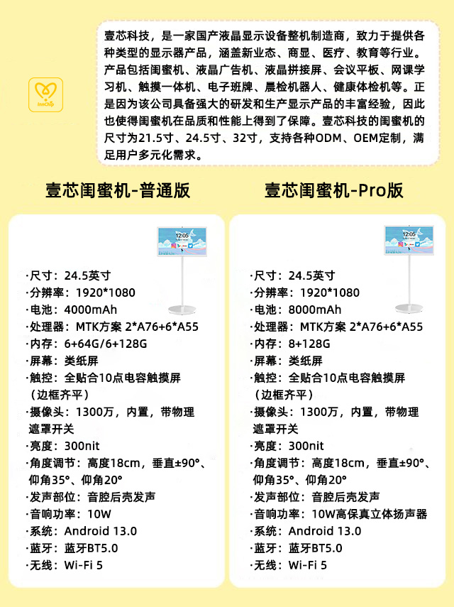 恒行娱乐科技25寸闺蜜机技术参数